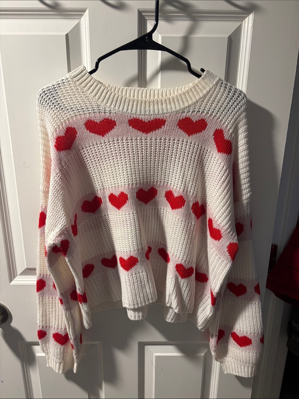 Jessica Simpson Cream Sweater with Red Heart Motif